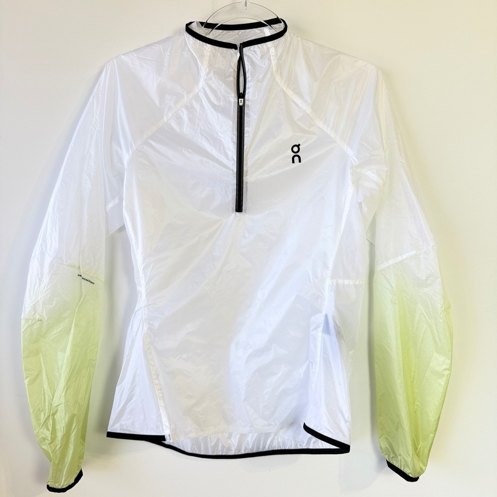 On Running‎ Zero Jacket Women XS White Lime Green Excellent Ombre Quarter Zip